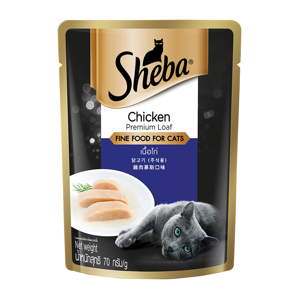 Sheba® Rich Premium Adult (+1 Year) Fine Wet Cat Food, Chicken Loaf (24 x 70g) - 1