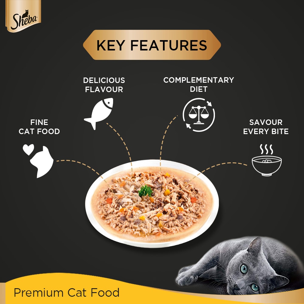 Sheba® Rich Premium Adult (+1 Year) Fine Wet Cat Food, Tuna Pumpkin & Carrot In Gravy (24 x 70g) - 4