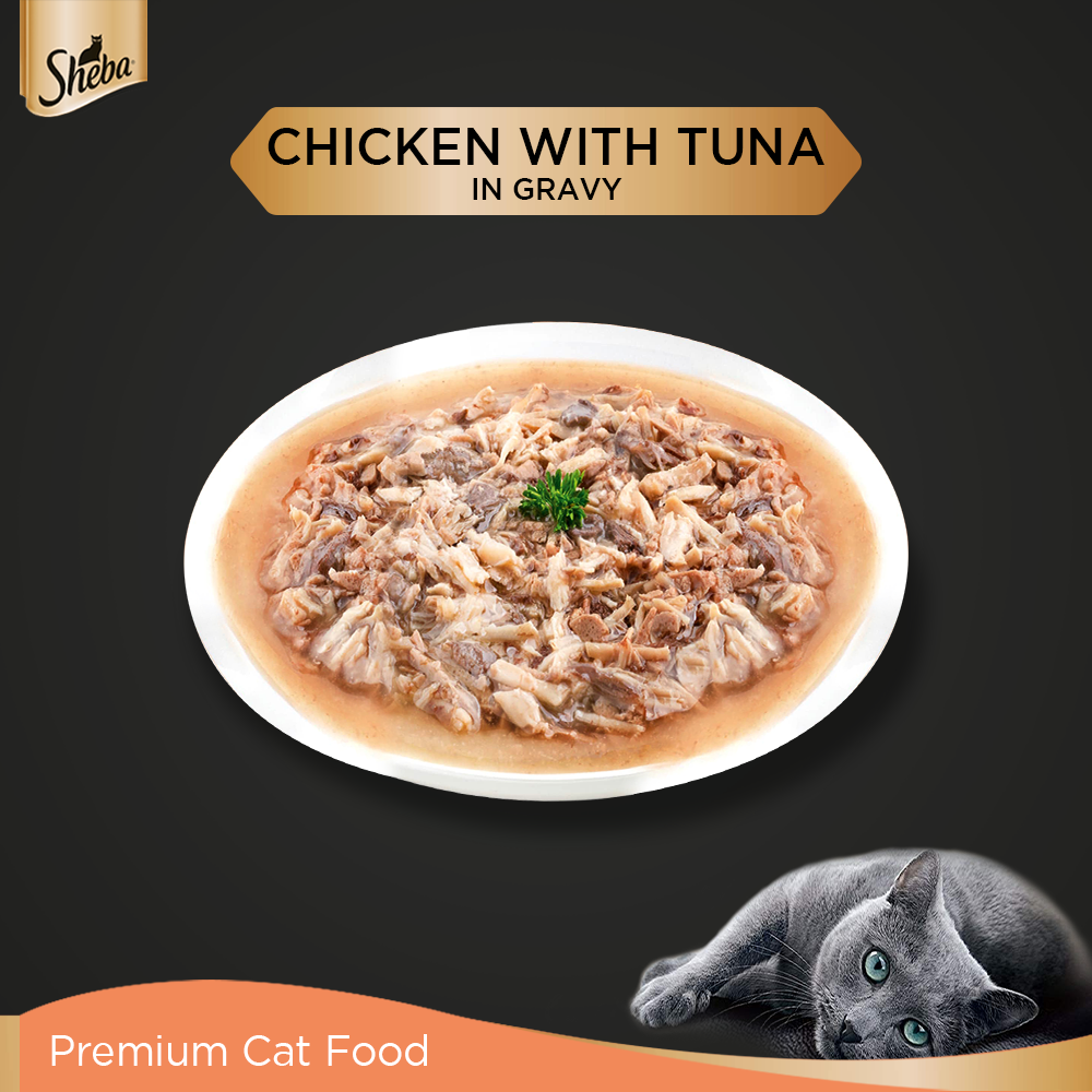 Sheba® Rich Premium Adult (+1 Year) Fine Wet Cat Food, Chicken With Tuna In Gravy (24 x 70g) - 3