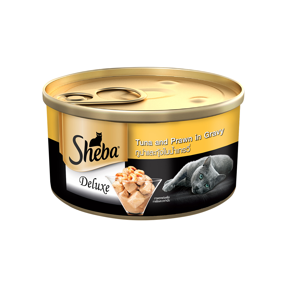 Sheba® Tuna Fillet & Whole Prawns in Gravy Premium Cat Wet Food (24x85g) - 1