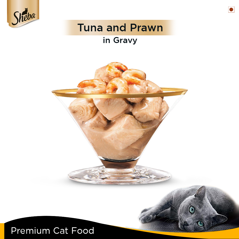 Sheba® Tuna Fillet & Whole Prawns in Gravy Premium Cat Wet Food (24x85g) - 3