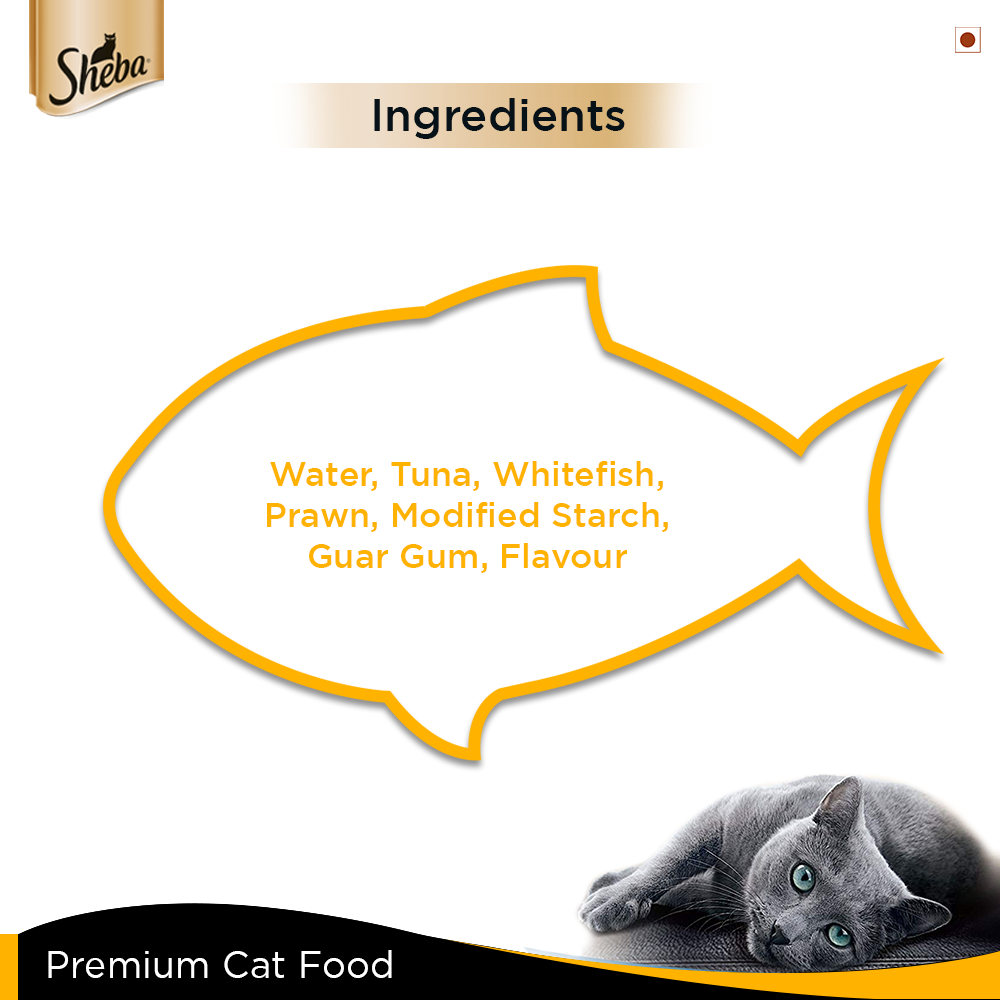 Sheba® Tuna Fillet & Whole Prawns in Gravy Premium Cat Wet Food (24x85g) - 7