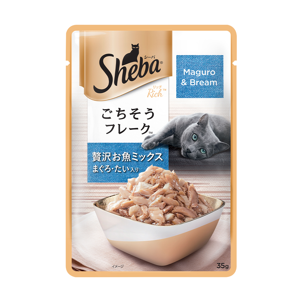 Sheba® Adult Rich Premium Wet Cat Food, Fish Mix (Maguro & Bream) (35g) - 1