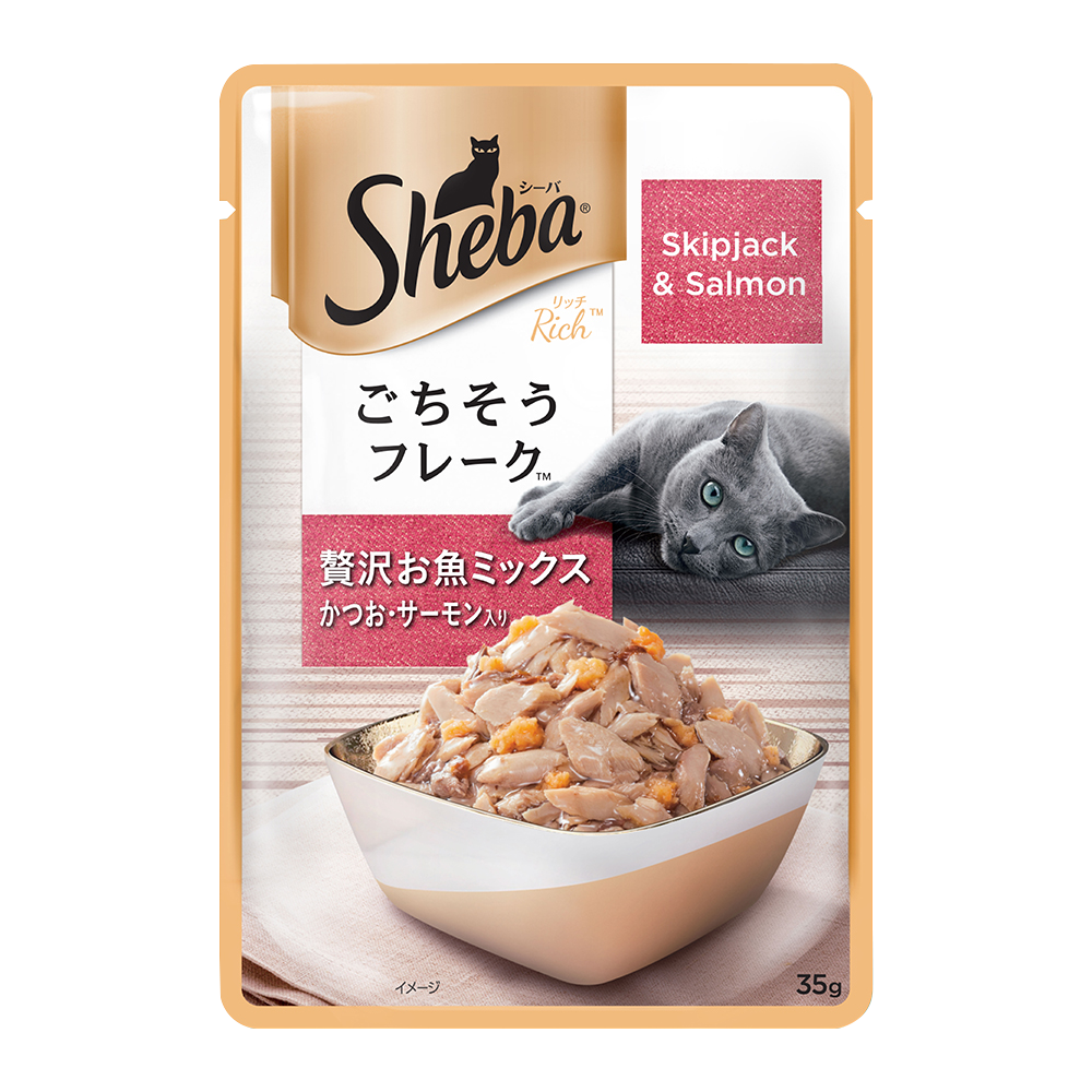 Sheba® Adult Rich Premium Wet Cat Food, Fish Mix (Skipjack & Salmon) (35g) - 1